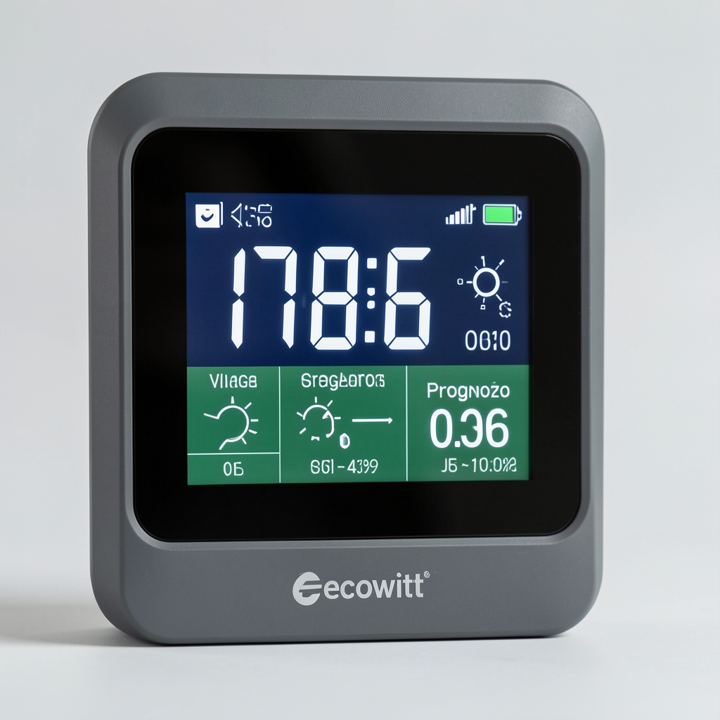 Ecowitt HP2560 meteorološka stanica sa 7-inčnim displejom u boji koji prikazuje temperaturu, vlagu i prognozu