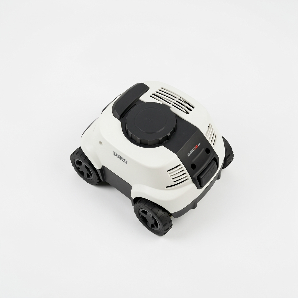 Husqvarna Automower 315X robotska kosačica bele i sive boje, kompaktan dizajn, prikaz odozgo na zelenom travnjaku